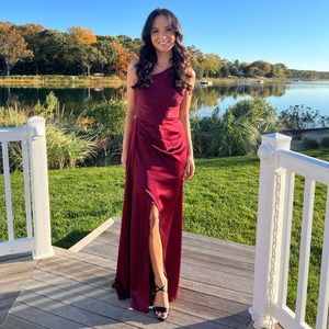 AZAZIE MARON STRETCH SATIN DRESS